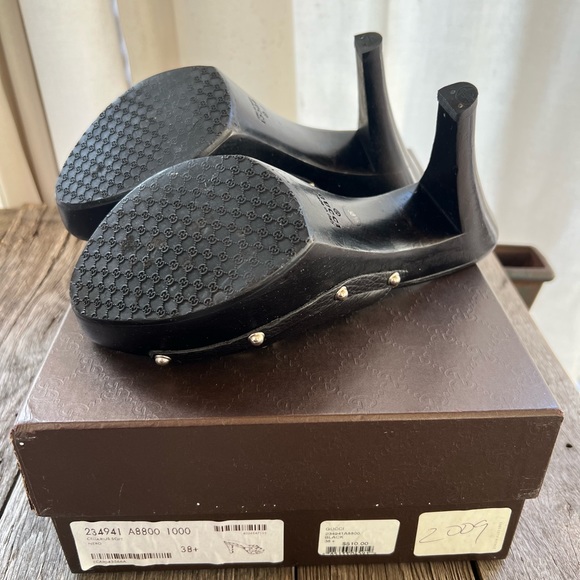 Gucci Black Leather Icon Bit Platform Sandal Clog Heel EU 38+ US 8/8.5 - Picture 4 of 6